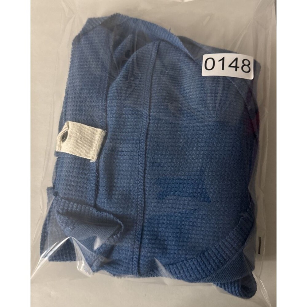 Free People Vintage? Blue Waffle Knit Thermal Floral Shirt Women's Size Small - Picture 10 of 10